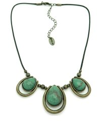 Colar em metal e fio em nobuck