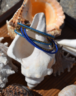 Conjunto de 7 Pulseiras em Tons de Azul e Dourado - Image 2