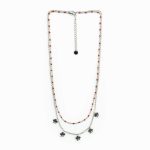 Colar duplo trevo prateado