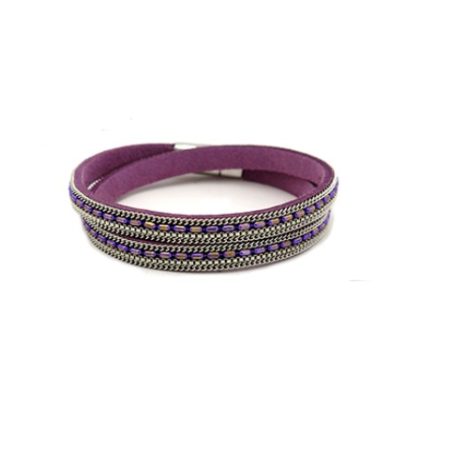 Pulseira dupla em pele com missanga