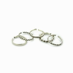 Set de anéis prateados