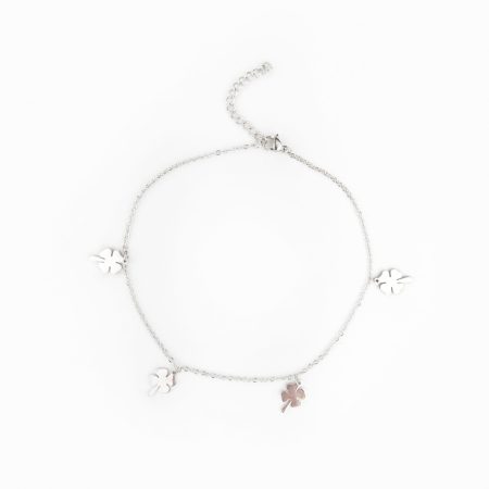 Pulseira de pé aço trevo