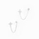 Brincos ear cuff corrente em aço