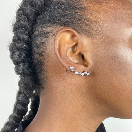 Brincos ear cuff com strass