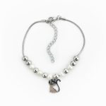 Pulseira gato em aço e pérolas