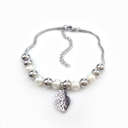 Pulseira Perolas Coração