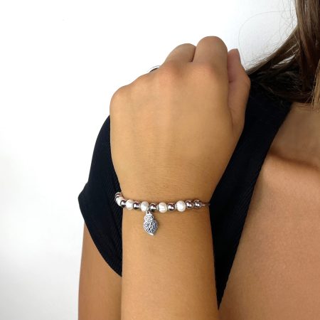 Pulseira Perolas Coração