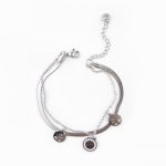 Pulseira dupla em aço e strass