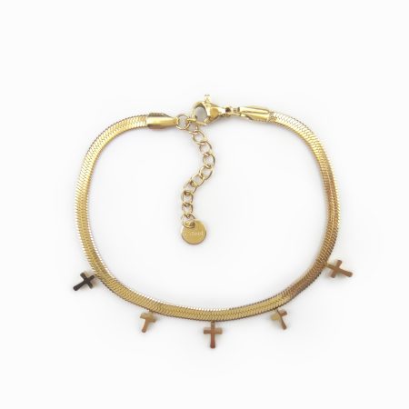 Pulseira em aço com cruzes