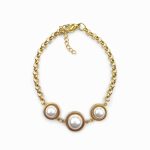 Pulseira em aço com pérola