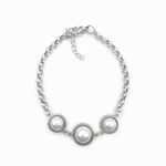 Pulseira em aço com pérola