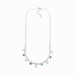 Colar em aço pedras coloridas