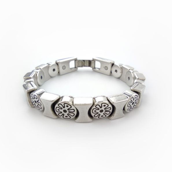 Pulseira banho de prata flores