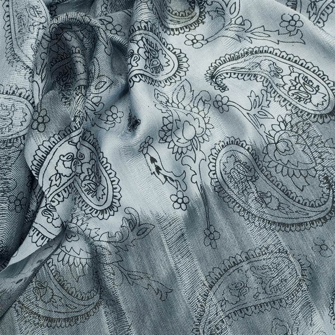 Echarpe cinza padrão paisley (2) Echarpe cinza padrão paisley