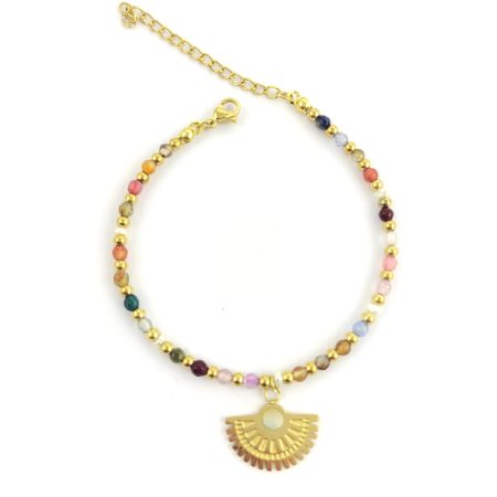 Pulseira pedras coloridas em aço