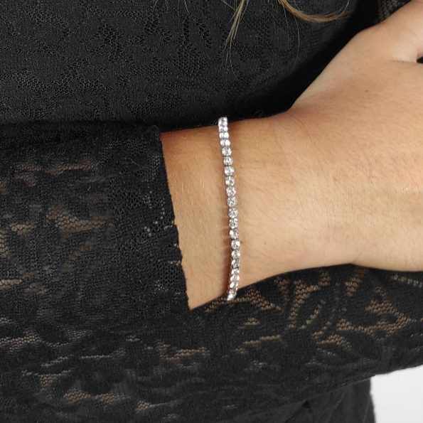 Pulseira em Aço com Strass