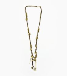 Colar metal dourado e nobuck