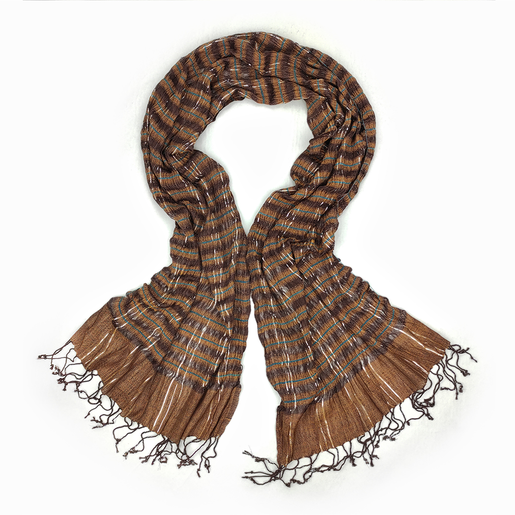 Echarpe tons terrosos com franjas (3) Echarpe tons terrosos com franjas