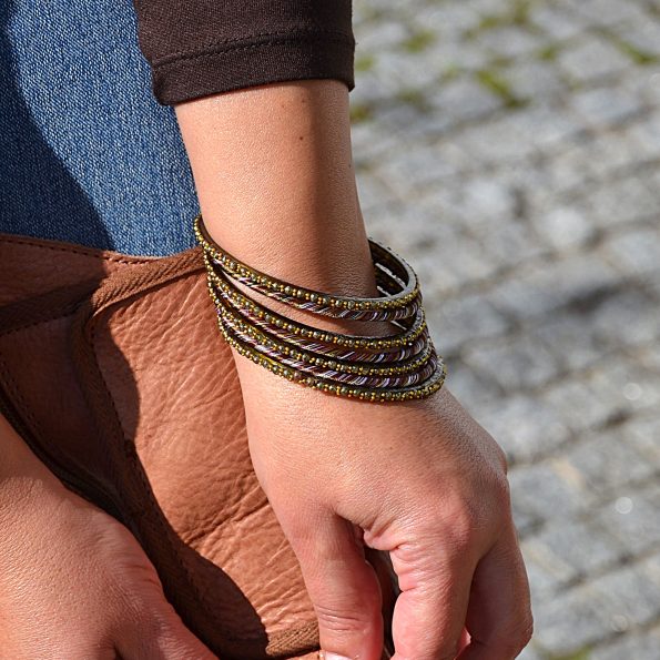 Pulseira 7 aros com missanga