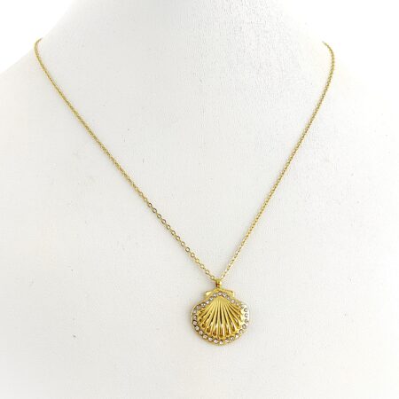 Colar Vieira com Brilhantes em Aço Dourado – Caminhos de Santiago