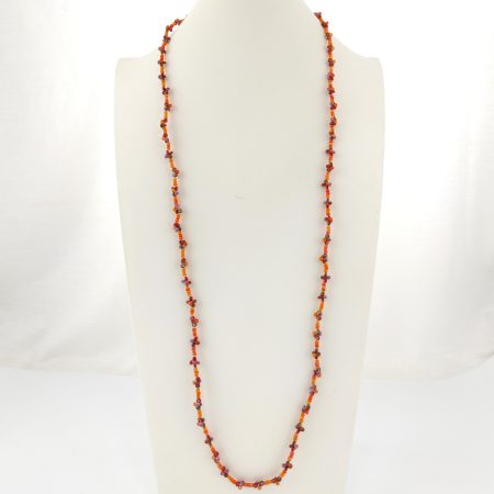 Colar Artesanal Laranja e Flores
