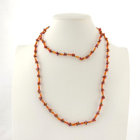 Colar Artesanal Laranja e Flores