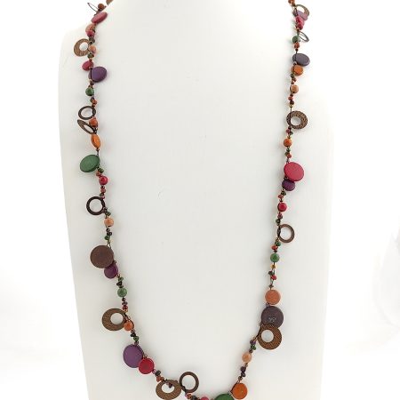 Colar Boho com Argolas e Contas