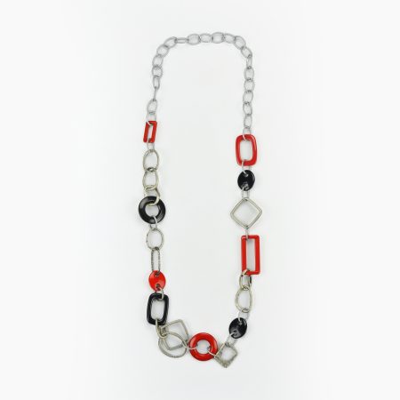 Colar Geométrico Vermelho e Preto