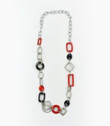 Colar Geométrico Vermelho e Preto