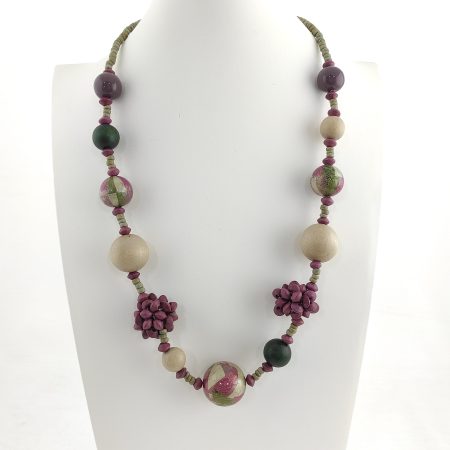 Colar de Madeira Roxo e Verde