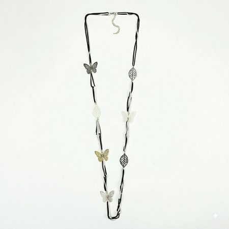Colar Borboletas e Folhas Trabalhadas Boho